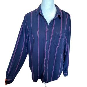 A New Day blue and purple vertical striped button up XL